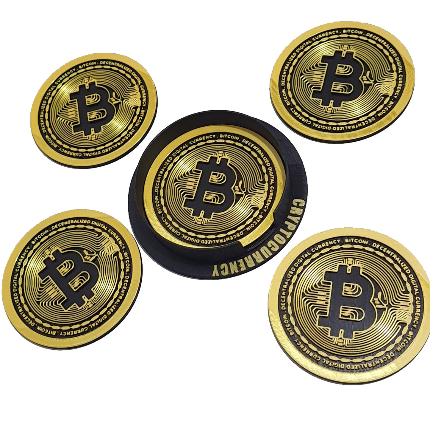 Suporte Porta Copos Exclusivo Bitcoin 5un Com Caixa Personalizada