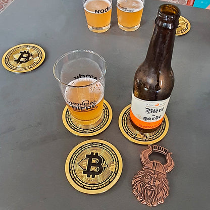 Suporte Porta Copos Exclusivo Bitcoin 5un Com Caixa Personalizada